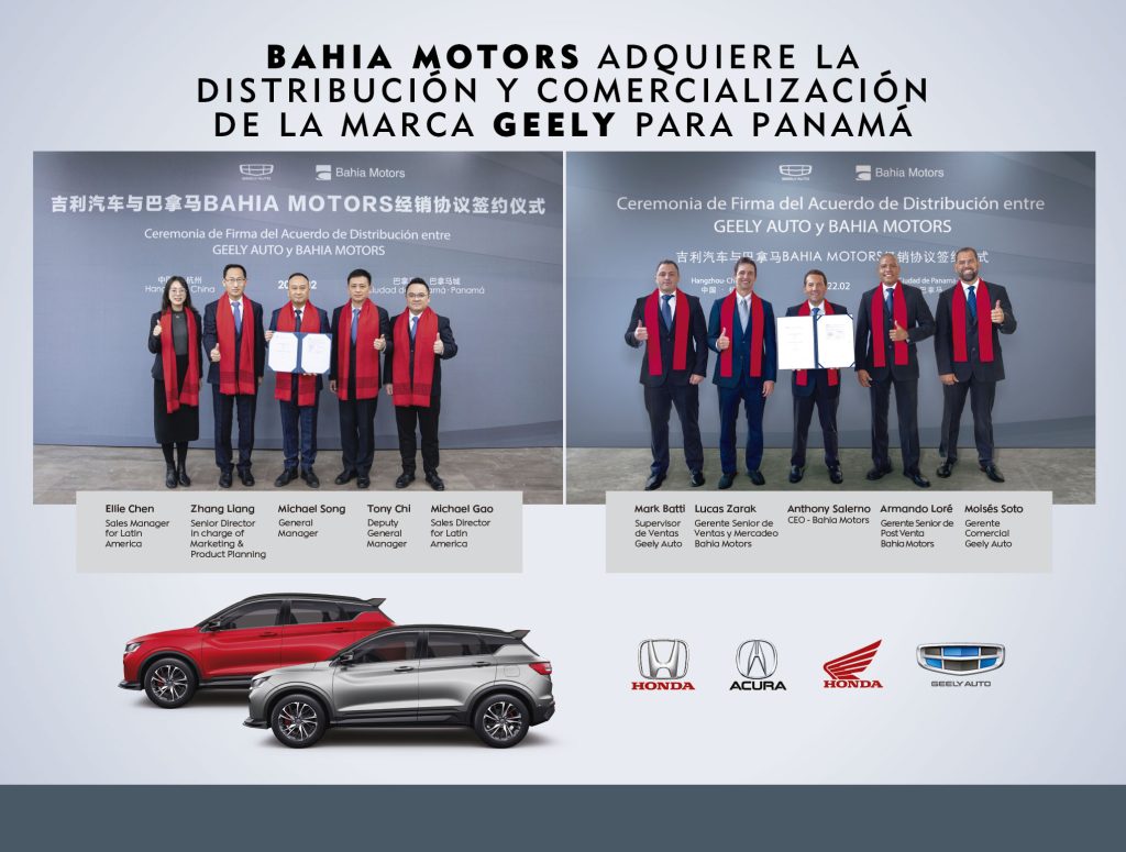 Bahia Motors celebra alianza con GEELY AUTO para su distribución y comercialización en Panamá